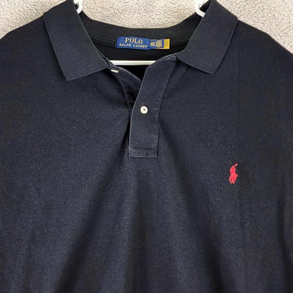 Polo Ralph Lauren Pique Polo Shirt Mens 3XLT Black Red Pony Classic Preppy - Picture 2 of 9